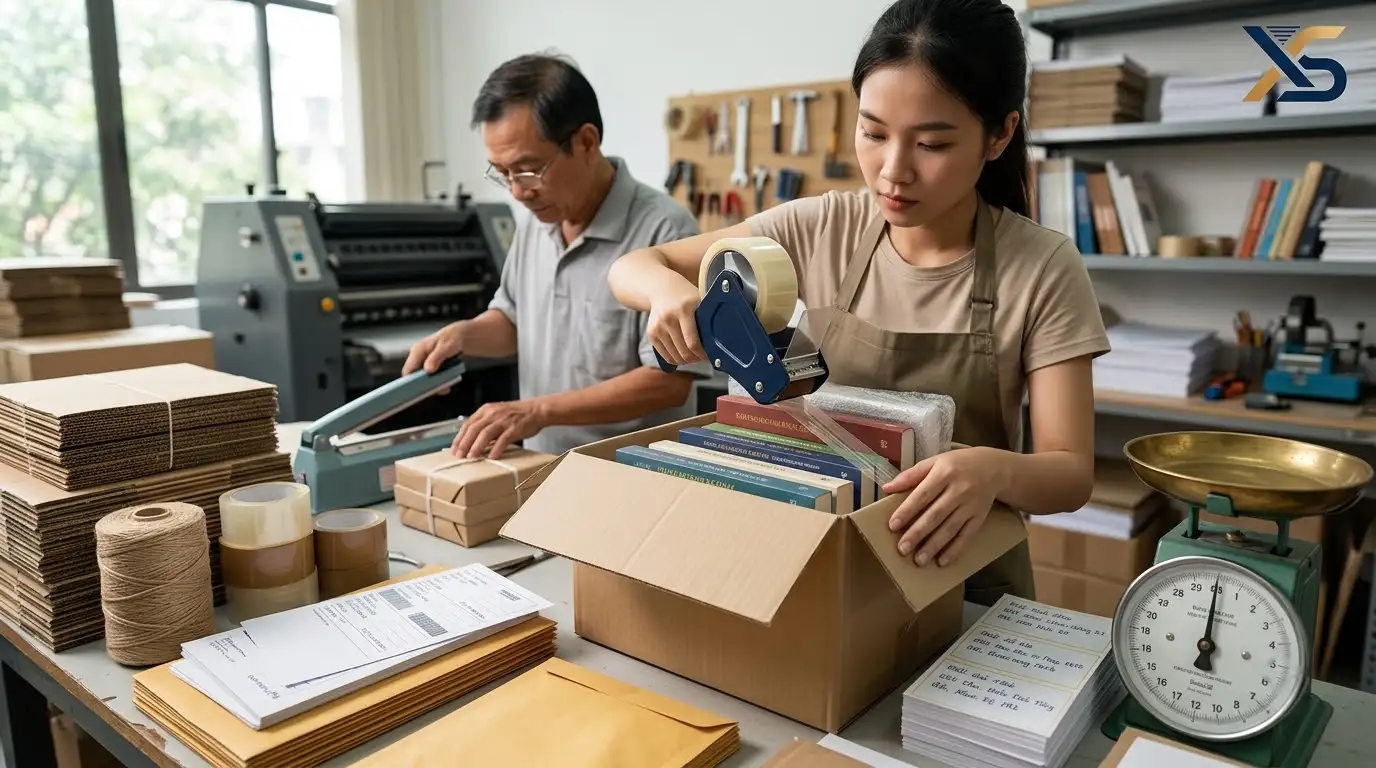Quy cách đóng gói sách gửi bưu điện an toàn chống móp góc