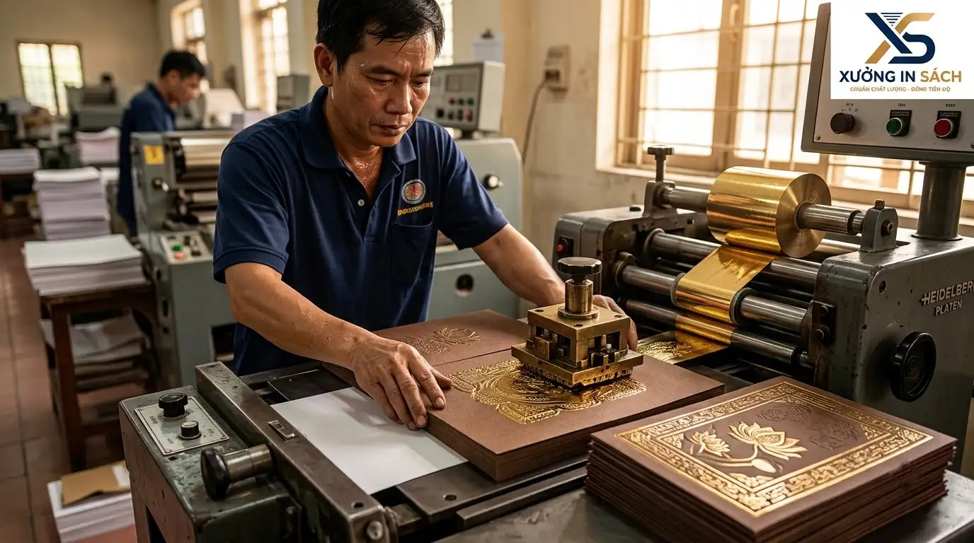 kỹ thuật bế nổi ép kim bìa sách vàng đồng
