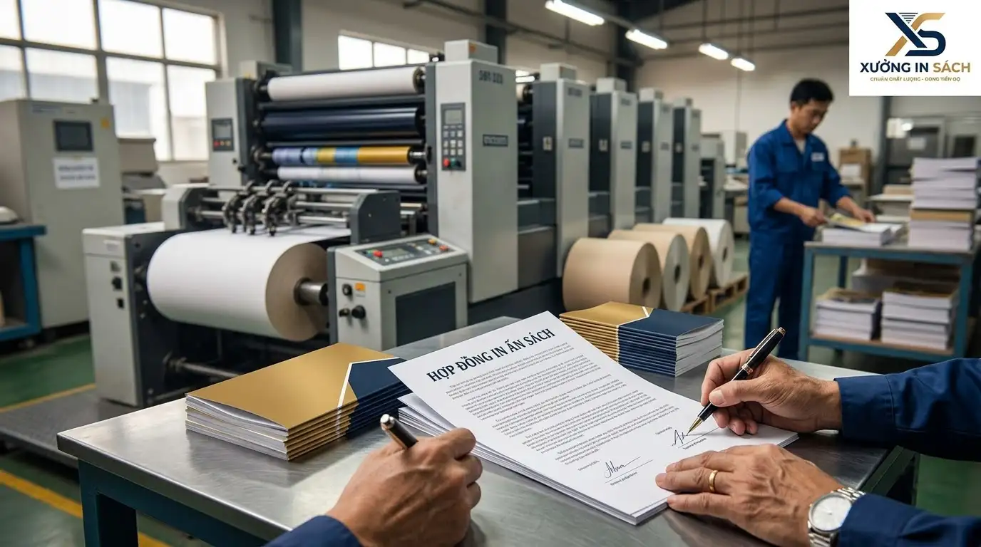 Ký kết hợp đồng in ấn sách và rà soát file kỹ thuật chế bản