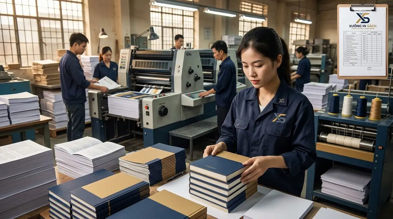 Dây chuyền sản xuất bookmark kèm theo sách bằng máy offset 5 màu