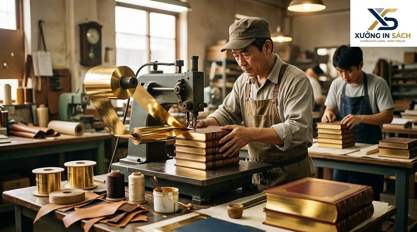 gia công mạ vàng cạnh sách cao cấp