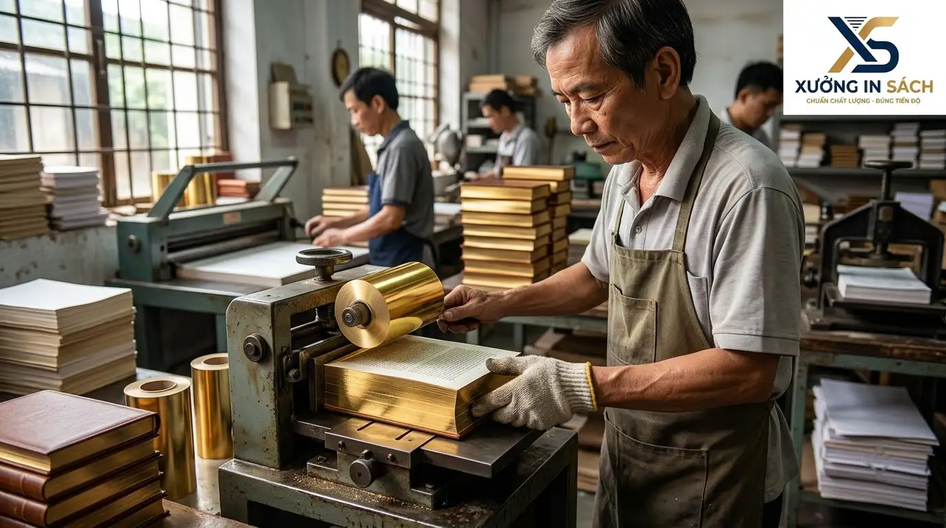 quy trình in mạ cạnh sách tại xưởng