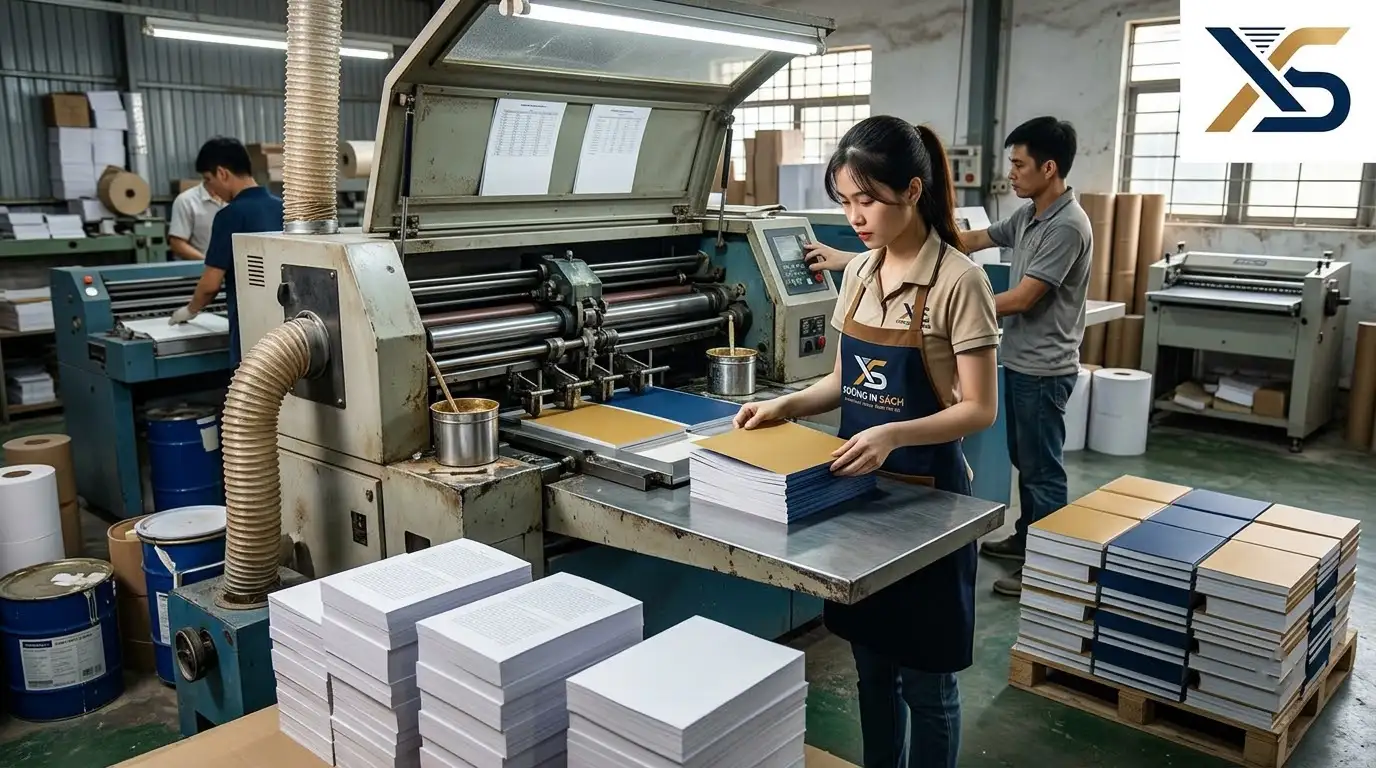 in sách bìa mềm sắc nét chất lượng cao tại xưởng In Alpha