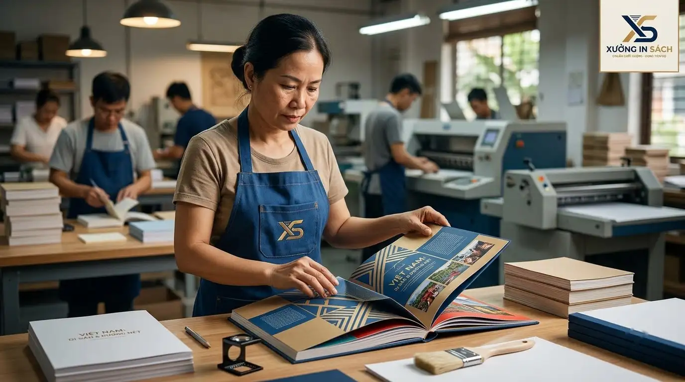 in sách bìa tay gập