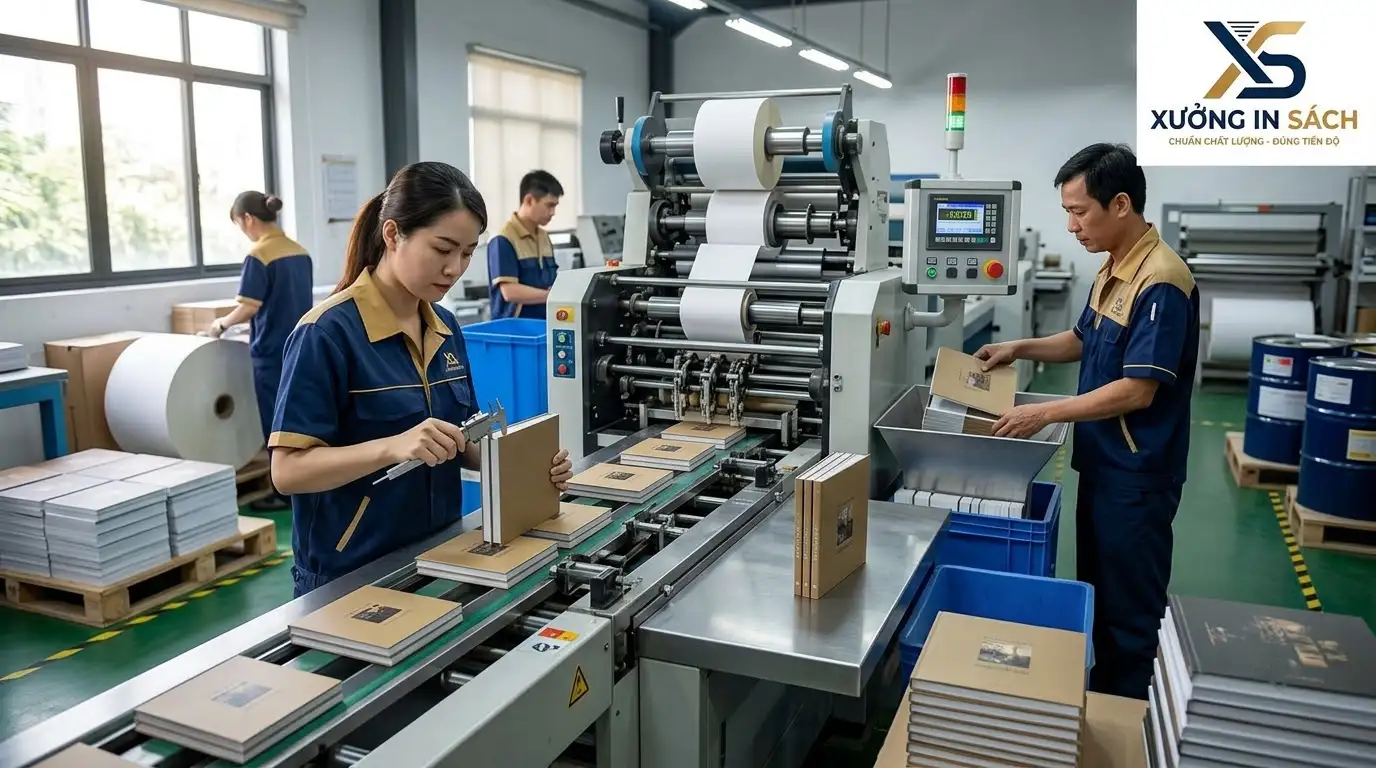 Quy trình in sách khổ vuông trên hệ thống máy offset hiện đại