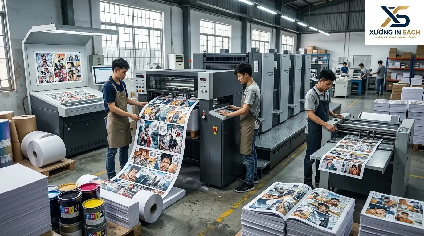 quy trình đóng gáy keo nhiệt pur truyện tranh chuyên nghiệp