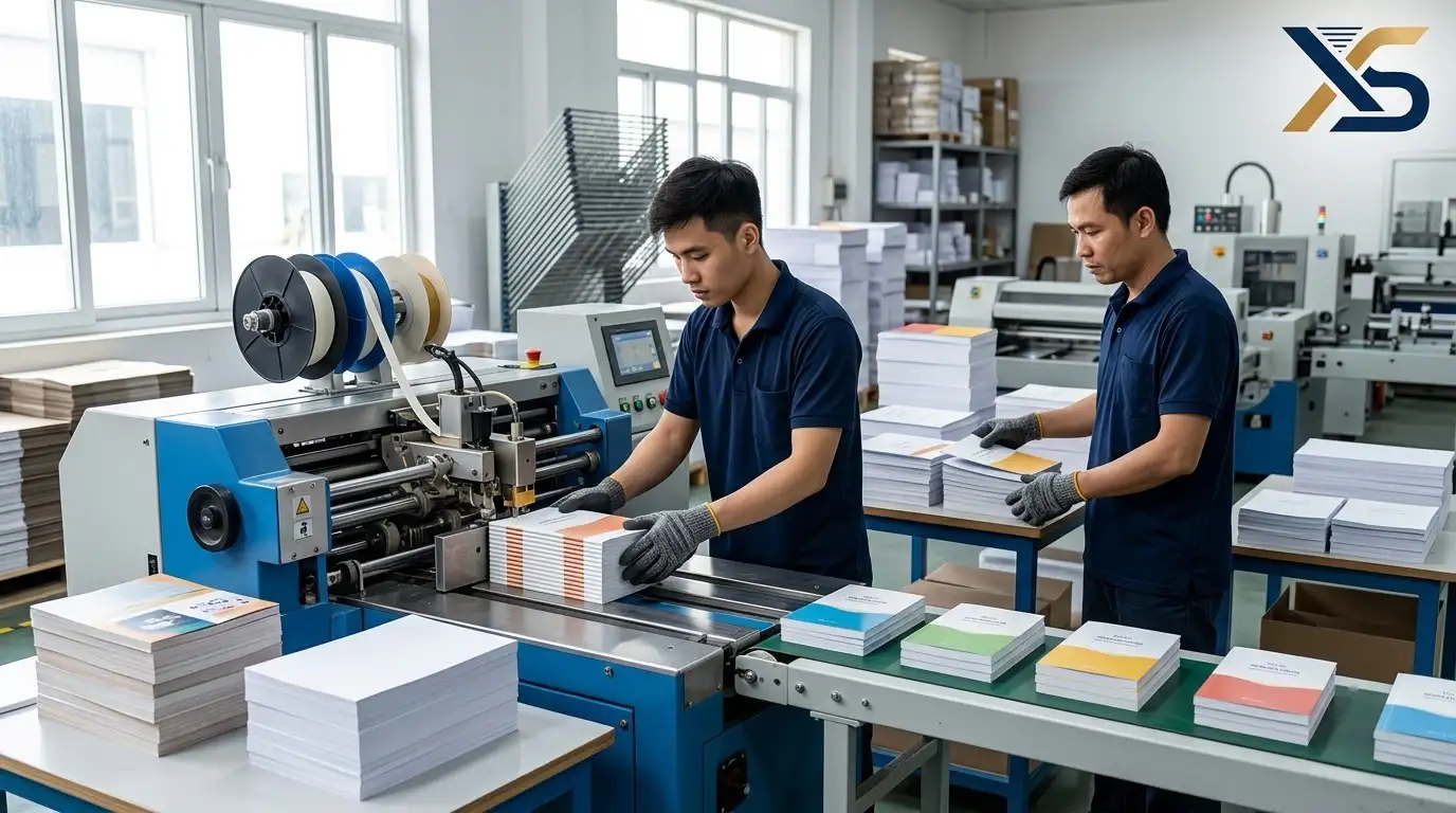 Công đoạn in ấn và kiểm soát kích thước khổ sách tiêu chuẩn trên máy in hiện đại
