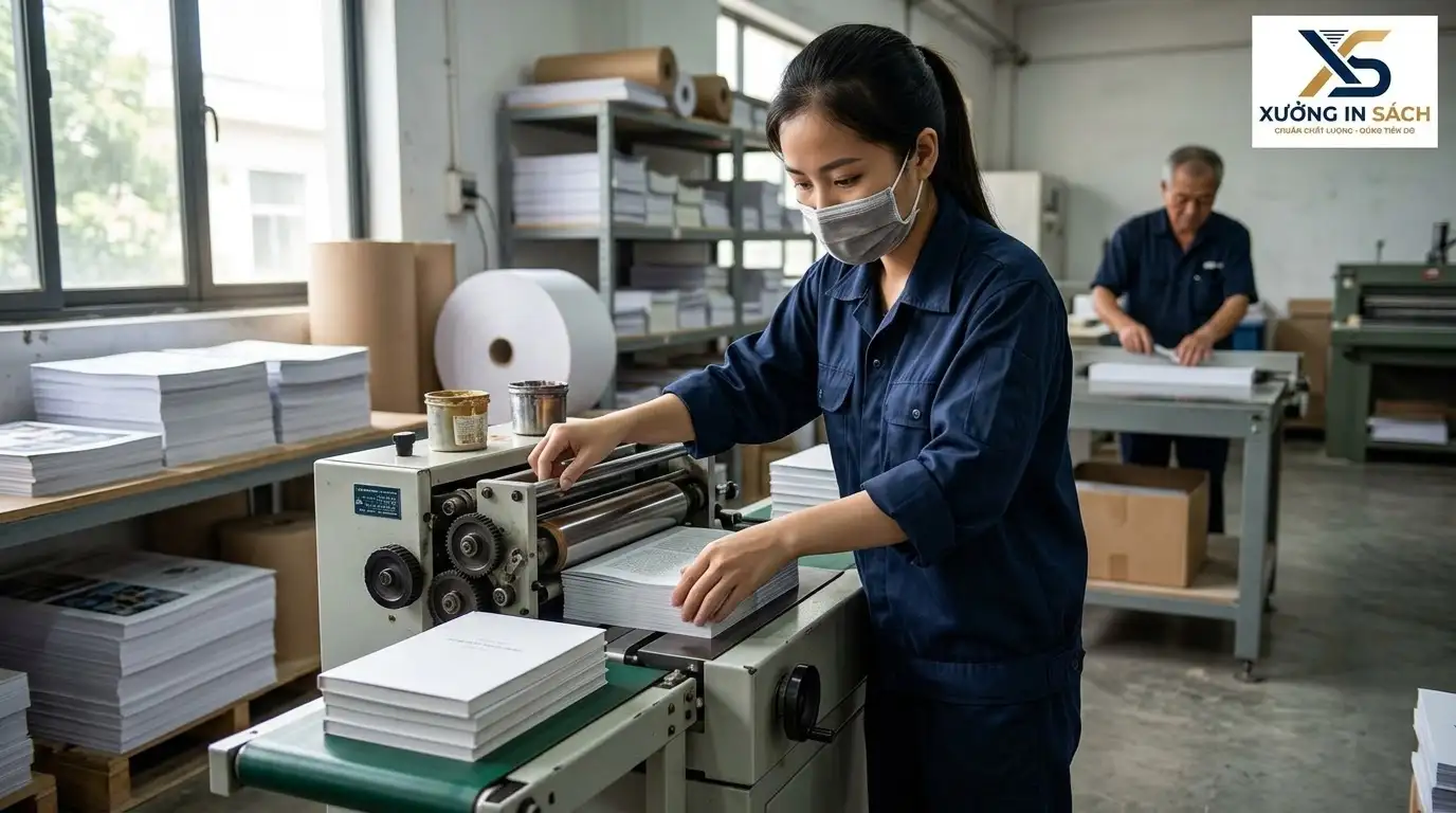 quy trình in bìa giáo trình chuyên nghiệp tại xưởng