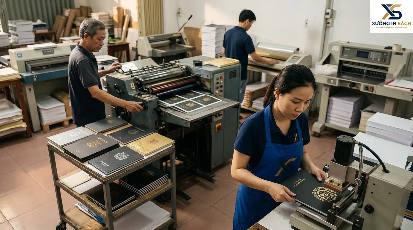 máy in offset 5 màu in mẫu bìa sách kỷ yếu