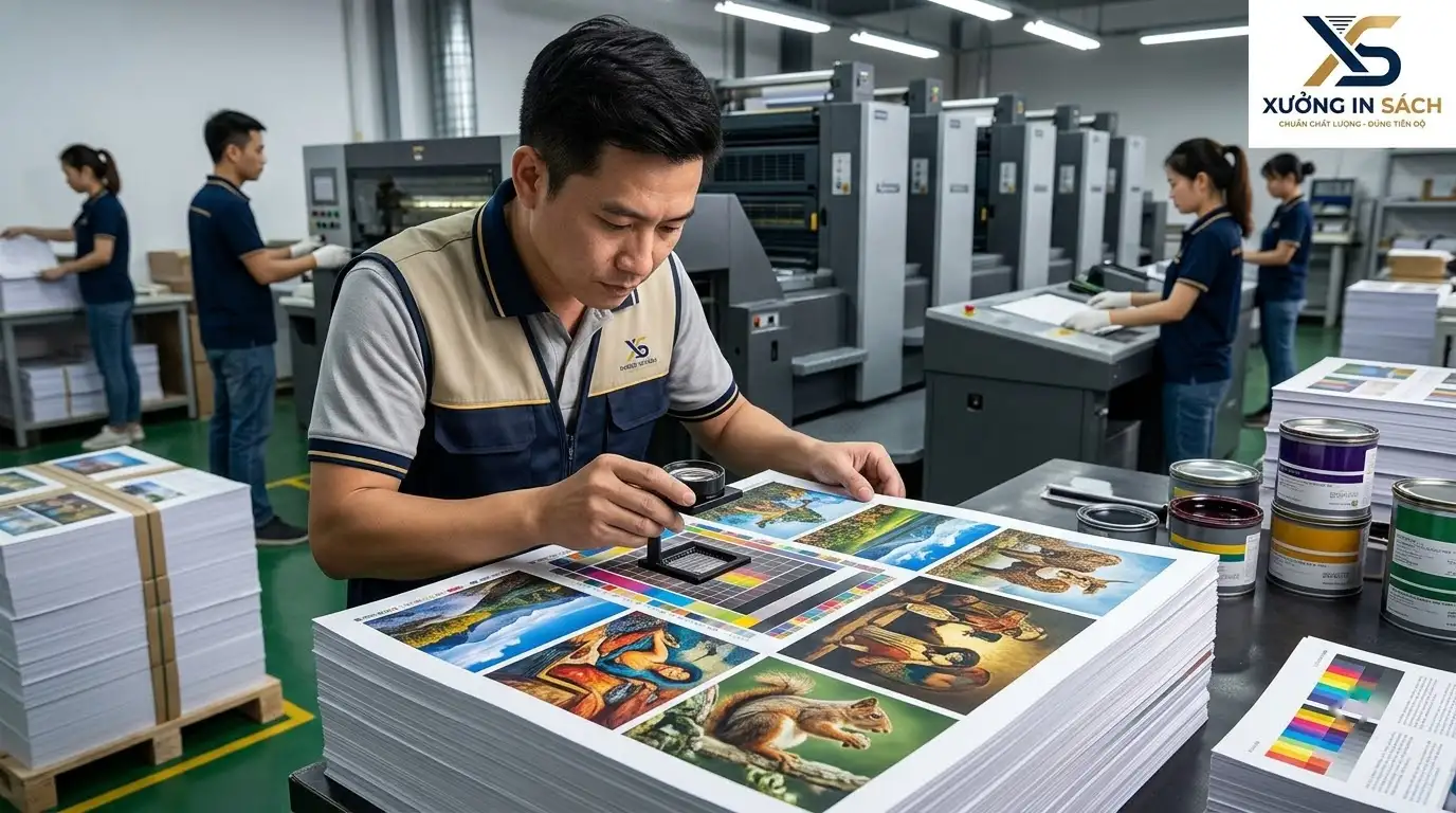 Gia công ghép trang màu vào sách và đóng gáy keo PUR