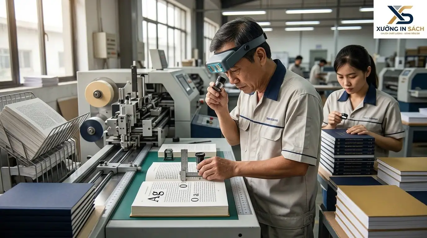 Kiểm tra quy chuẩn font chữ in sách tại xưởng in Alpha