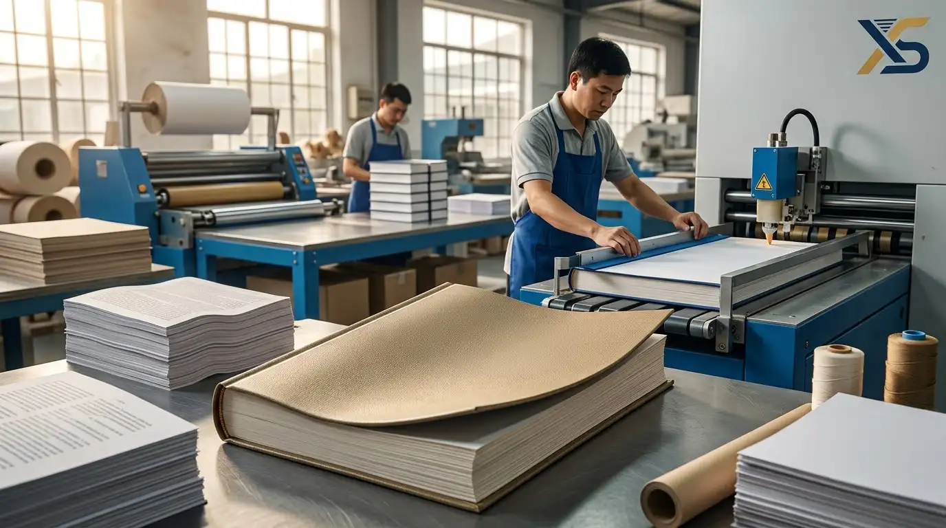 quy trình bồi bìa carton chống cong vênh bìa sách