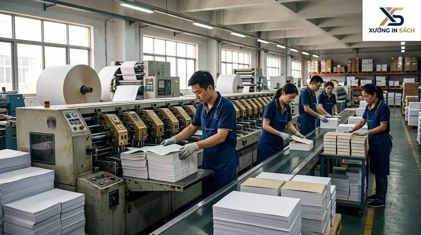 thời gian in sách số lượng lớn và dây chuyền in offset 5 màu