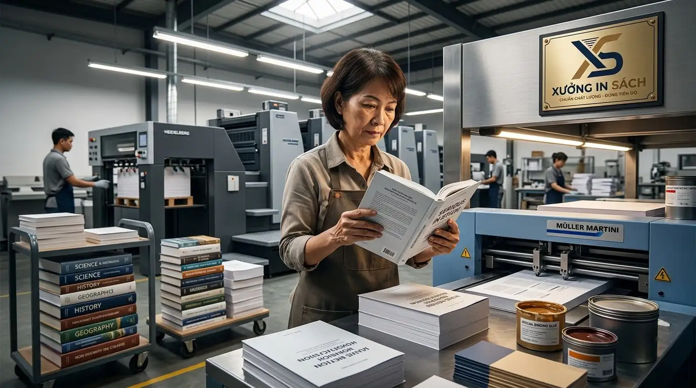 quy trình xuất bản sách phi hư cấu chuẩn màu cmyk và gia công gáy keo pur