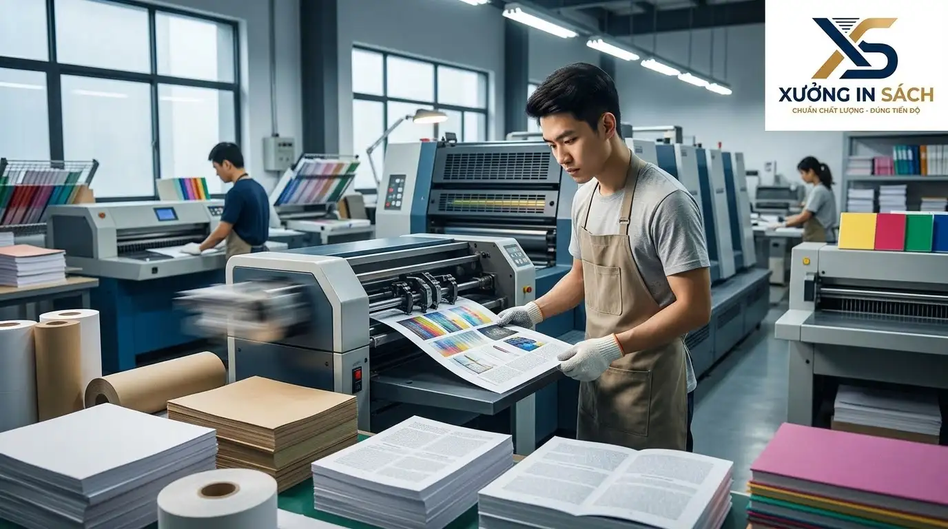 Quy mô máy móc hiện đại tại xưởng in sách chuyên nghiệp